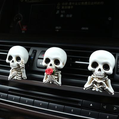 3 шт. Автомобильные освежители воздуха в виде черепа Готический улыбающийся череп Зажим для дефлектора автомобиля Автомобильный аромадиффузор Хэллоуин Украшение для салона автомобиля