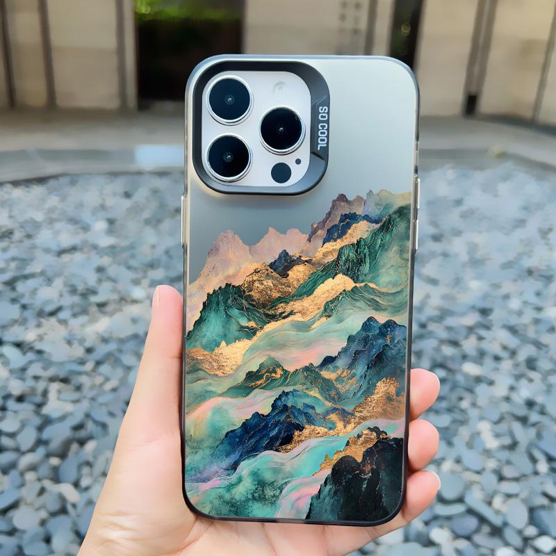Эстетичный Чехол для Телефона с Горным Пиком в Стиле Nature Для iPhone 17 13 15 16 Pro Max Plus 14 12 11 Pro Max 13 Mini Ударопрочные Лазерные Чехлы