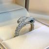 Retro Sliver Color Snake Zircon Open Rings For Women Men Y2K Exquisite Shiny