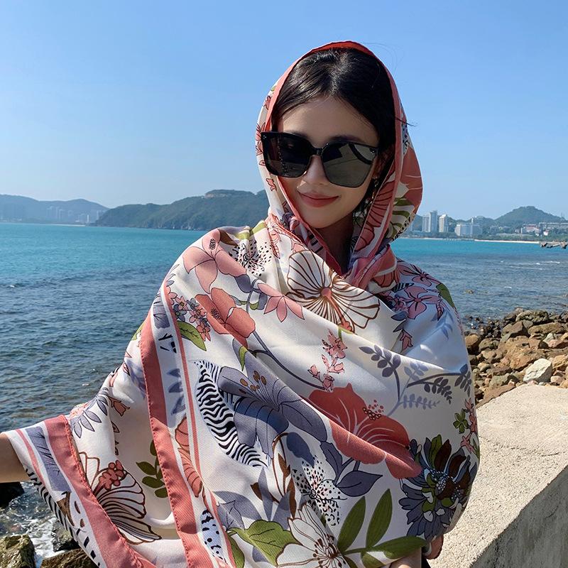 Женская шаль, СОВРЕМЕННАЯ НОВАЯ САГА, летний пляжный шарф, палантины с принтом, женские тонкие шали, накидки, палантин