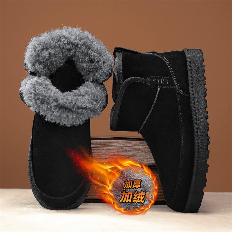 Мужские зимние теплые ботинки для снега, нескользящая хлопковая обувь, бархатные теплые ботинки, хлопковая мужская обувь, высокие зимние ботинки для отдыха на природе