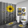 4 PCS Full Set Bathroom Set Shower Curtain Bath Non-Slip Floor Mat Carpet Home Bathroom