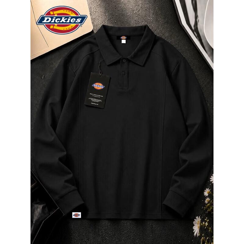 Мужская повседневная рубашка-поло Dickies с длинным рукавом, свободного кроя