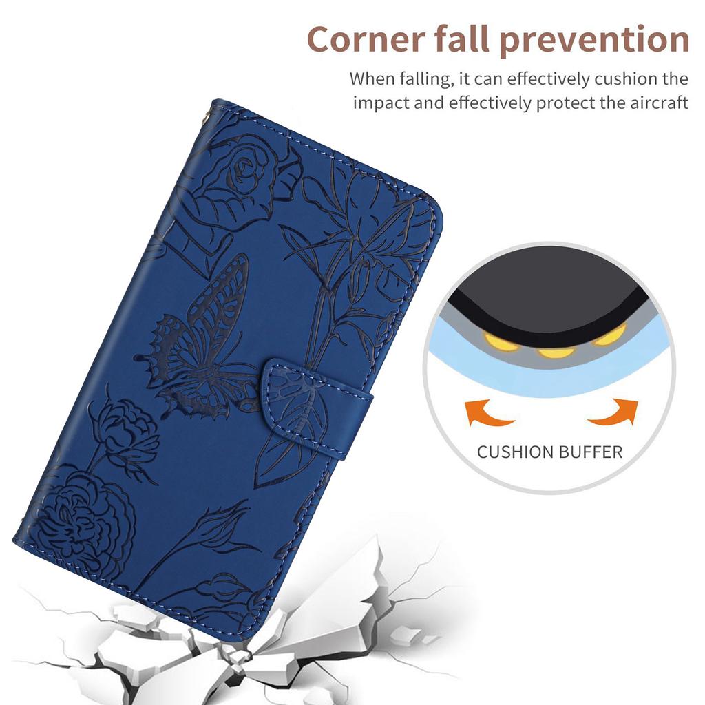 For Oppo Reno13 Pro 5G Case Butterfly Flower Imprint Leather Phone Cover with Shoulder Strap