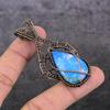 Blue Triplet Opal Handmade Copper Wire Wrap Jewelry Pendant 2.60" D2v71