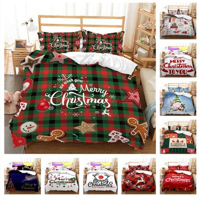 3D Happy New Year Комплект постельного белья Christmas Happy Down Пододеяльник Наволочка 2/3 шт King Queen Кровать Роскошный домашний текстиль Пододеяльник Комплект подарочный