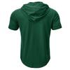 Men Green Short Sleeve Hooded Henley Neck Drawstring Casual Summer T Shirt