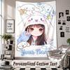 Custom Tapestry Wall Hanging, Cinnamoroll Personalized Name Text Home Wall Decor