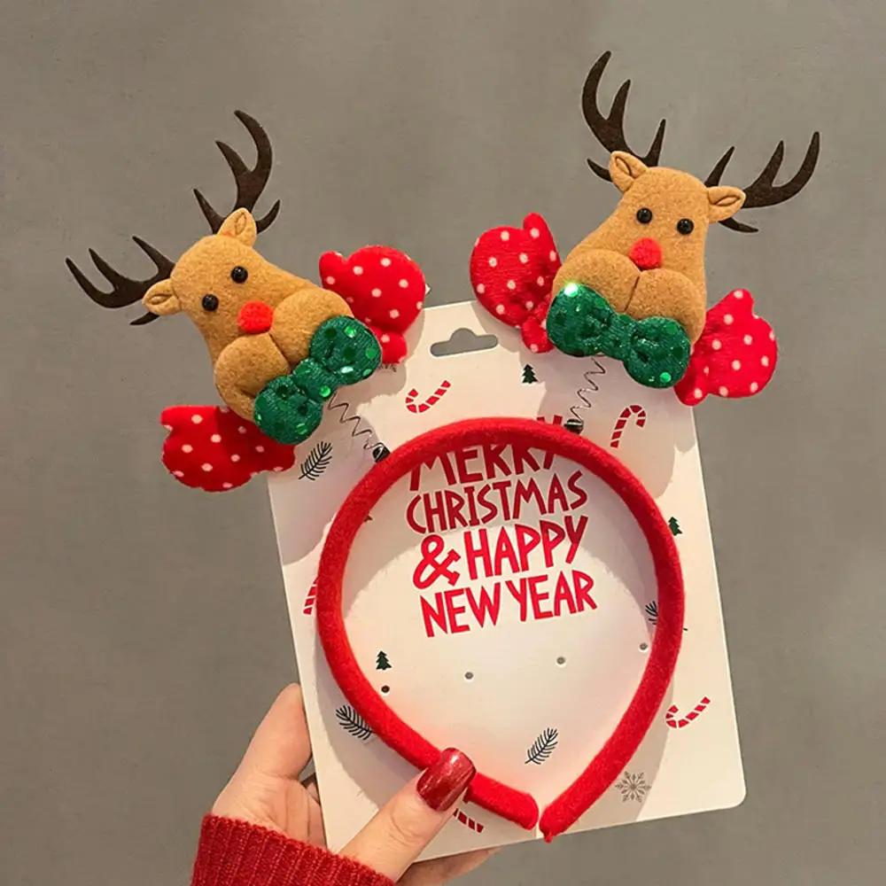 2024 New Year Christmas Hair Bands Cute Deer Horn Santa Claus Tree Headwear Hair Accessories For Xmas Gifts Party Supplies