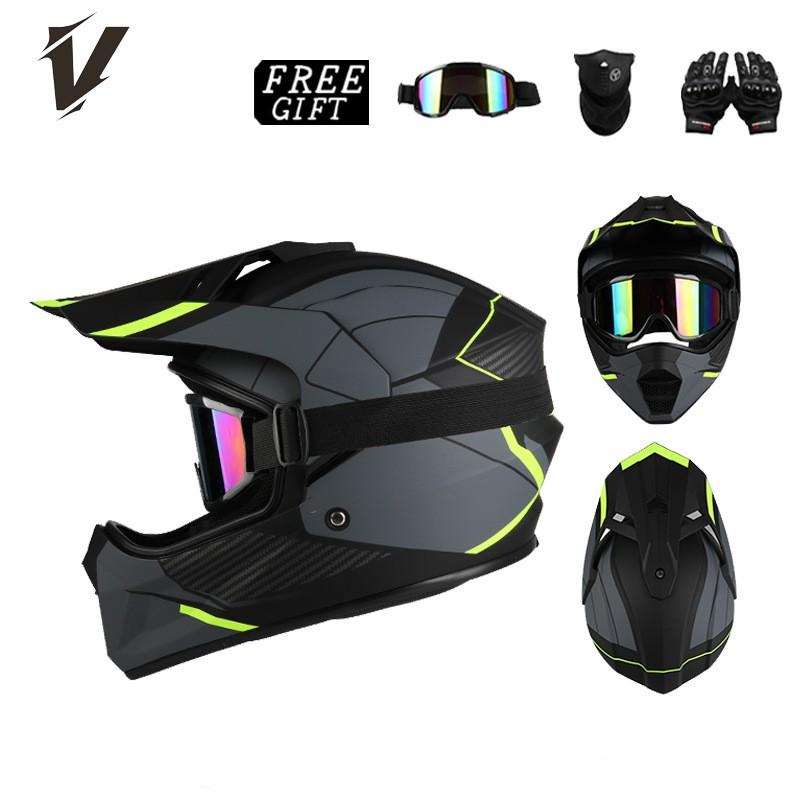 Full Face Off-Road Motorcycle Helmet Adventure Riding DOT Certified ABS Shell
