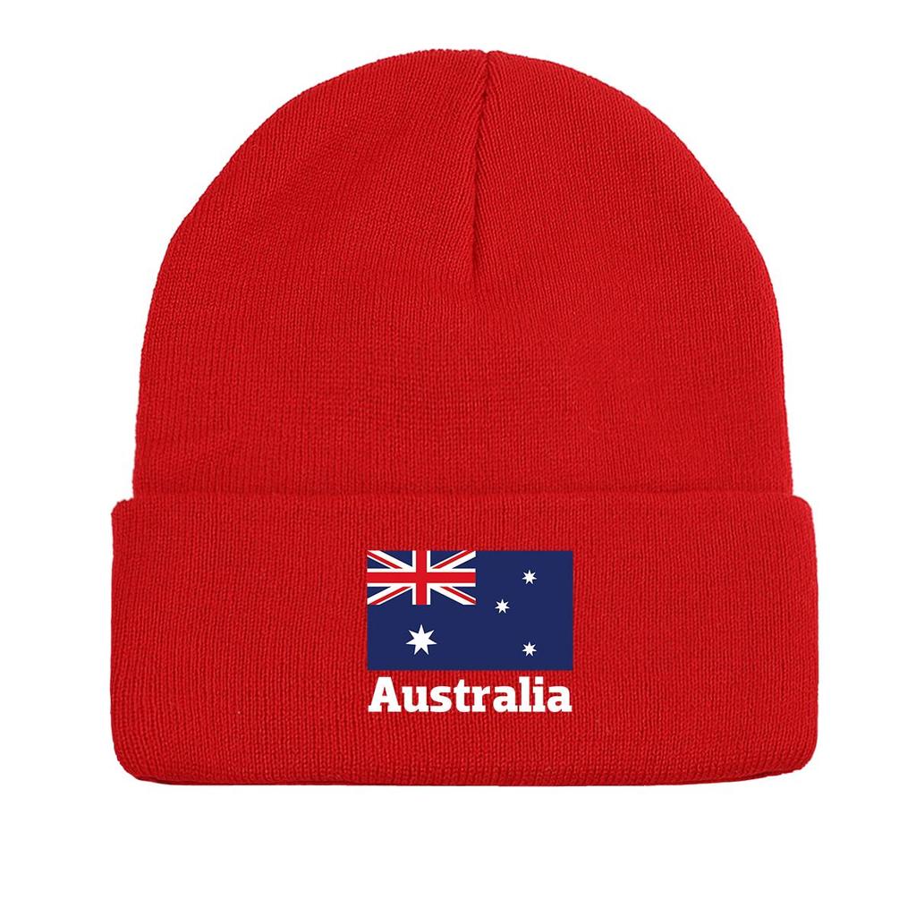 Вязаная шапка бини с принтом национального флага Австралии, патриотическая шапка-бини с отворотом, в стиле хип-хоп, с помпоном, вязаная шапка бини