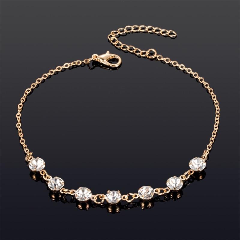 Beach Gold Silver Color Crystal Alloy Anklet Anklets Bracelets Female Hot Summer Foot Chain Jewelry