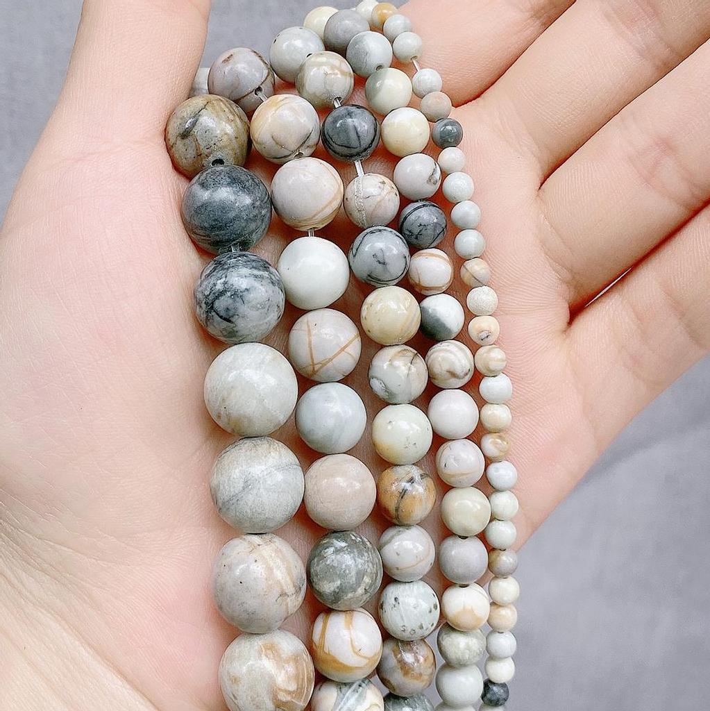 4/6/8/10/12 мм бусины из натурального камня круглые великолепные матовые свободные бусины Пикассо для изготовления ювелирных изделий своими руками ожерелье браслет