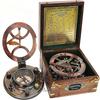 5 Inch Steampunk Gilbert Sundial Compass – Top Grade Handcrafted Brass Sundial In Wood Box with Equation Chart