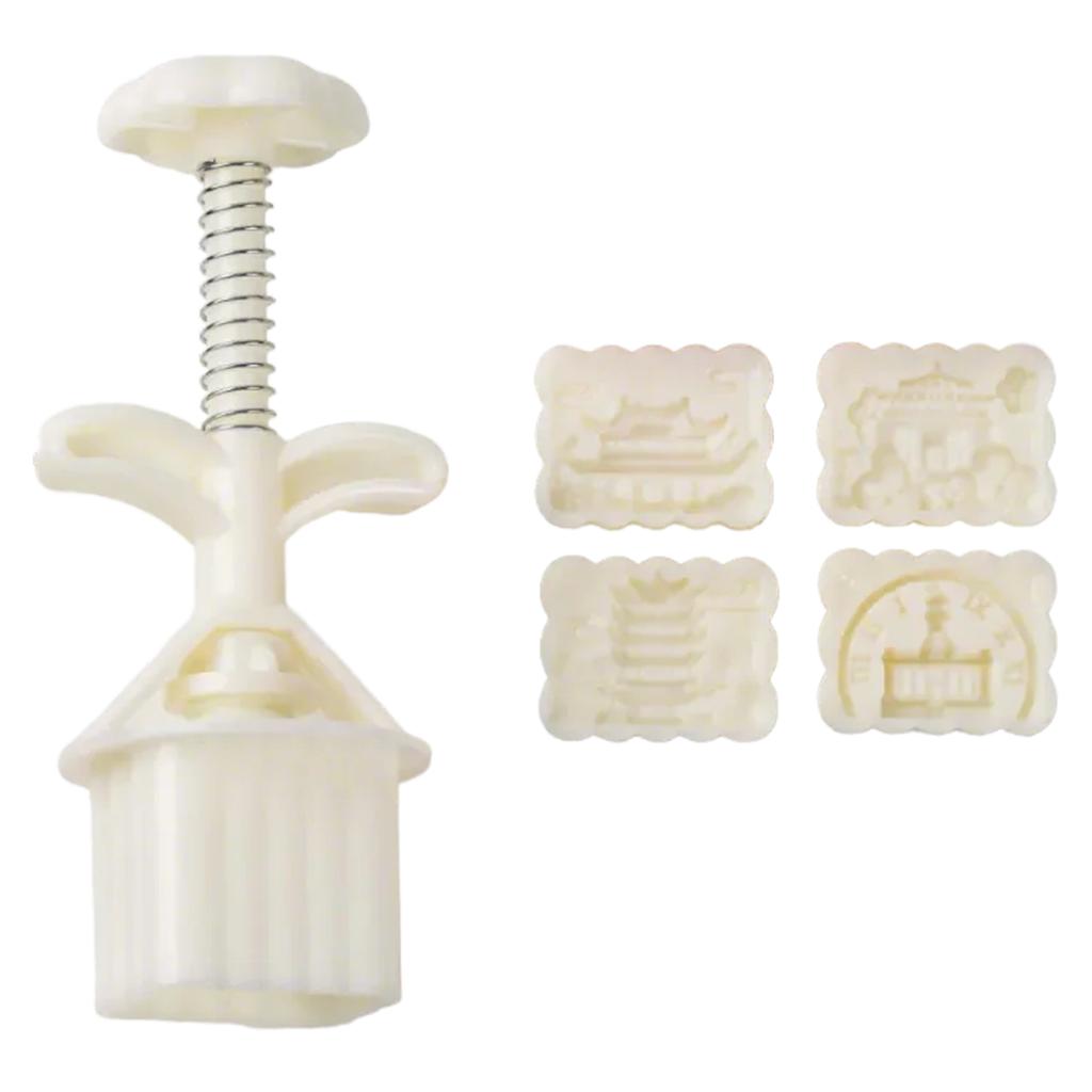 Пресс-форма для лунных пряников 25/50 г с 4 сменными штампами, функциональная форма для выпечки праздничного печенья и десертов