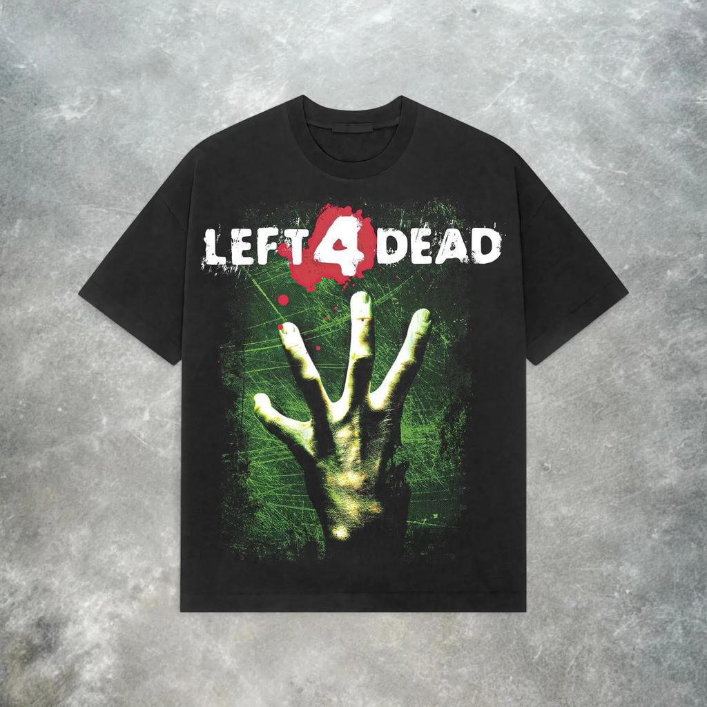 Винтажные футболки Left 4 Dead с коротким рукавом, эстетика Y2k, графический принт, черные ретро футболки, оверсайз, повседневная уличная одежда, унисекс