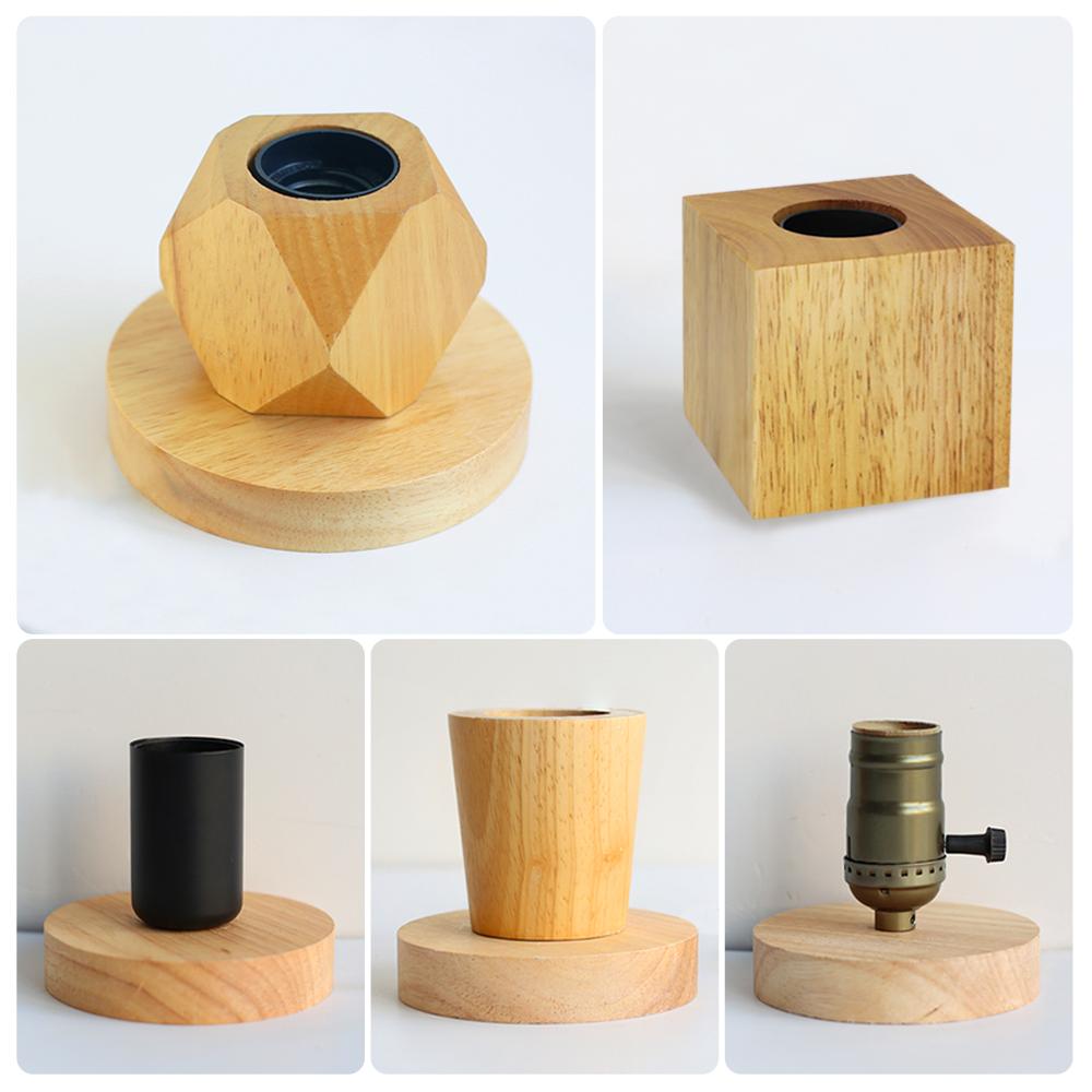 Modern Wood Table Lamp Retro E27 Desktop Decorative Light Indoor Art Lamp Living Room Bedroom Decoration Wood Light Base EU Plug