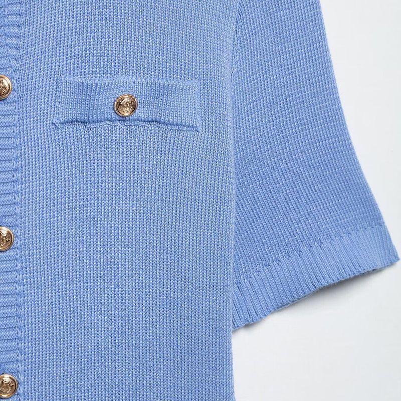 Kaslead New Arrival Women's Clothing Fashion Style Fashion Minimalist Front Button Rib Knitting Dress