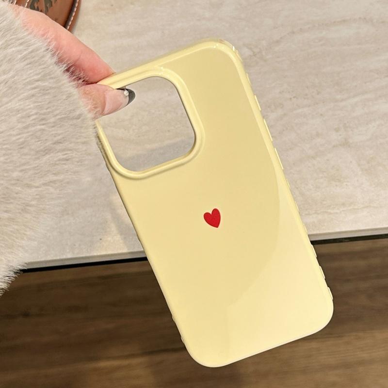 Простой красный чехол для телефона в виде сердца из мягкого ТПУ для iPhone 17 Air 16 14 13 12 11 Pro Max 7 8 Plus Чехол для iPhone 16E 15 Pro Чехлы