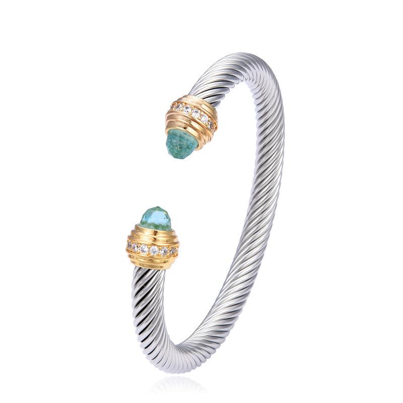 European and American Twisted Wire Gold Opening Bracelet, Brick Bracelet, Cable Wire Rope Bracelet