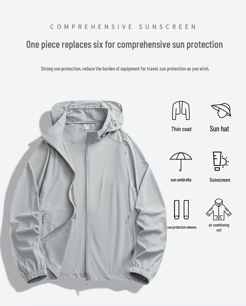 Унисекс куртка из ледяного шелка с защитой от УФ-лучей: Летняя рыболовная солнцезащитная куртка