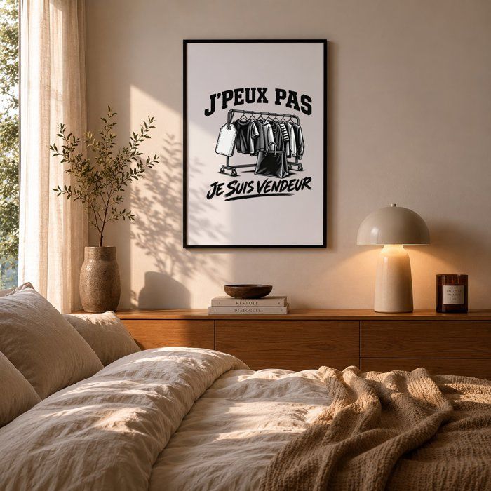 Poster J’peux pas je suis Vendeur J'peux pas minimaliste | Affiche Papier Photo 310 g Finition Perlée Format Taille A4 | Décoration