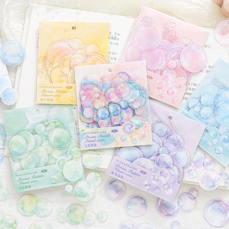 Journal GO 30pcs Kawaii Scrapbooking Stickers Fantasy Bubble Island Junk Journal Planner Cute Decorative Stationery Sticker
