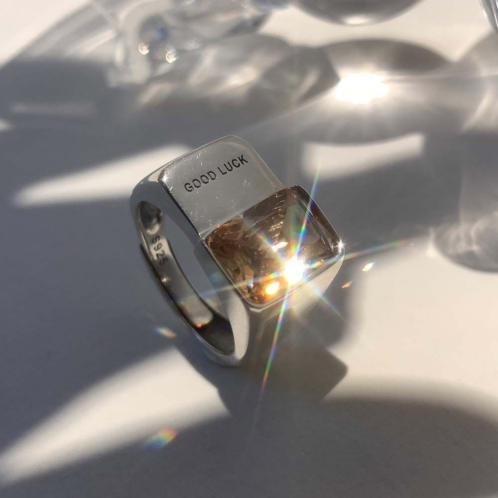 champagne Good luck Silver Korean Style Joint Rings Finger Ring Open Rings Women Hip Hop Rings