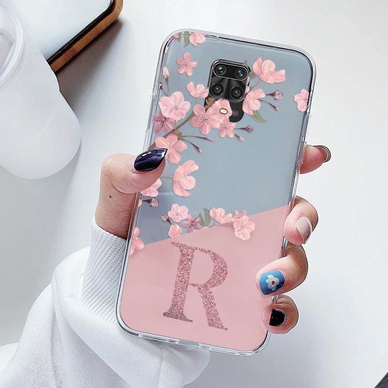 Чехол для телефона Redmi Note 9 Pro Max 9S Цветочный Алфавитный Буквенный Чехол Мягкий Силикон Прозрачный Чехол для Пары Для Redmi Note 9Pro