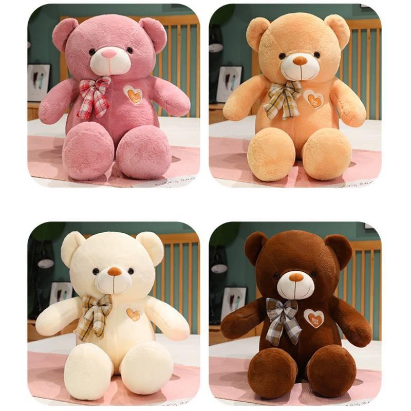Adorable Large Teddy Bear Plush Toy In Pink Brown White And Yellow Perfect For Cuddling And Gifts