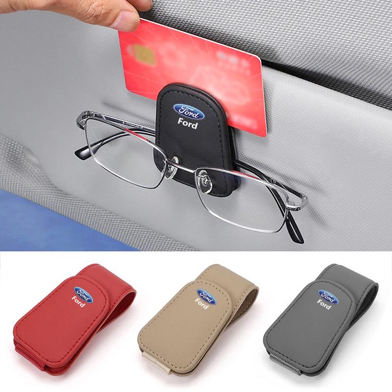Car Sun Visor Glasses Clip Sunglasse Eyeglasses Holder For Ford S MAX Ranger Focus Fiesta Mondeo Kuga Mustang Escort keychain