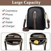 Stylish PU Leather Crossbody Bag for Girls, Women Sling Phone Bag Double Layer Daily Bag with Detachable Shoulder Belt Small Sling Zipper Bag