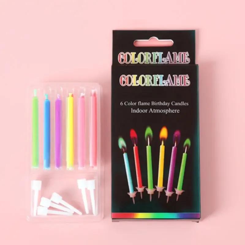 6/12Pcs Birthday Christmas Candles Novelty Decorations Romantic Candles Paraffin Wax Super Bright Candles for Kids Children