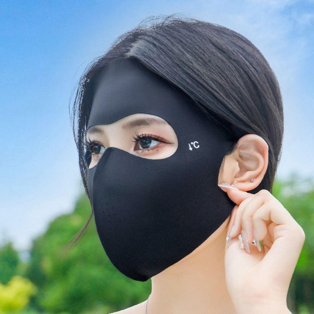 Полнолицевая маска для лица из ледяного шелка, многоразовая, солнцезащитная вуаль, модная солнцезащитная маска из ледяного шелка, для женщин