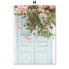 Santorini White House Beach Sea Portal Flowers Stone Nordic Poster Print Canvas Painting Wall Art Pictures Living Room Decor
