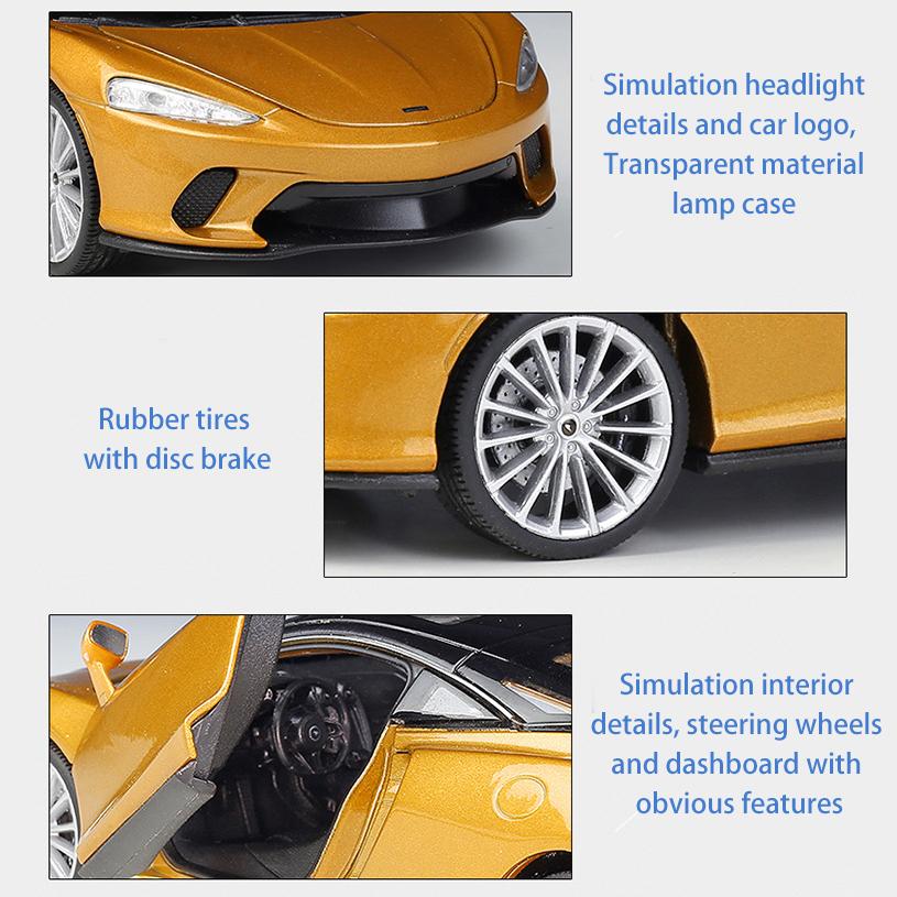 Масштаб 1/24 Welly McLaren GT, модель автомобиля из сплава, литье под давлением, металлические игрушечные автомобили, модель автомобиля, высокая имитация, коллекция, детские подарки