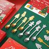 4/1PCS Christmas Dinnerware Stainless Steel Coffee Spoon Dessert Fruit Fork Cartoon Santa Claus Spoon Fork Xmas Table Supplies