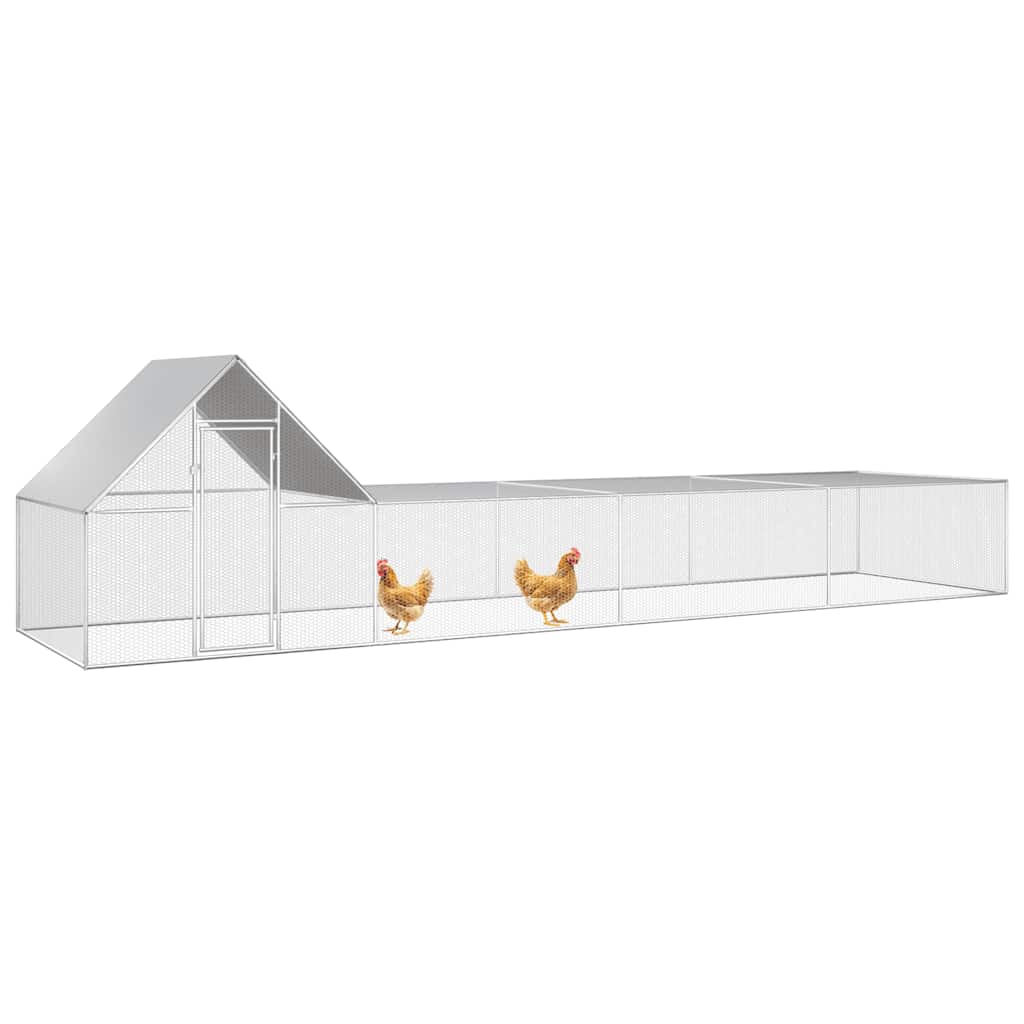 Chicken Coop 8x2x2 m Galvanized Steel