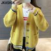Women's Fashion Casual Solid Color Print Autumn Winter Long Sleeve V-Neck Sweaters