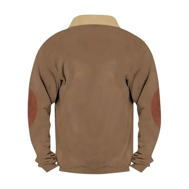 Autumn Winter Men's Half Zipper Patchwork Sweatshirts Long Sleeve Casual Fashion Hoodies Harajuku Fashion Pullovers Sweatshirt