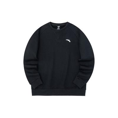 Anta Спортивная серия Lifestyle однотонный логотип круглый вырез пуловер длинный рукав толстовка мужская толстовка черный 952147768-2