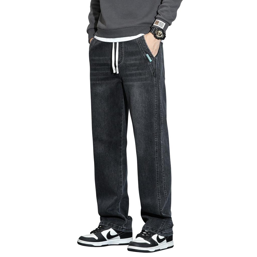 W Wonyo Popular Pants with Distressed Wash Regular Straight Stretch Jeans with Elastic Comfortable American Casual Stylish Vintage Trousers for and