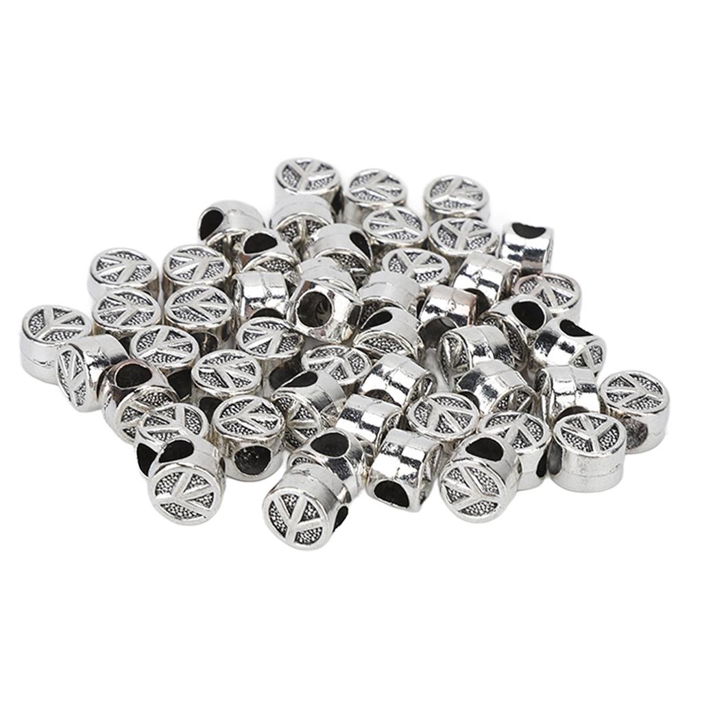 50pcs Beard Beads Dreadlocks Metal DIY Hair Tube Beads Pendant for Hair Braiding Bracelet Necklace