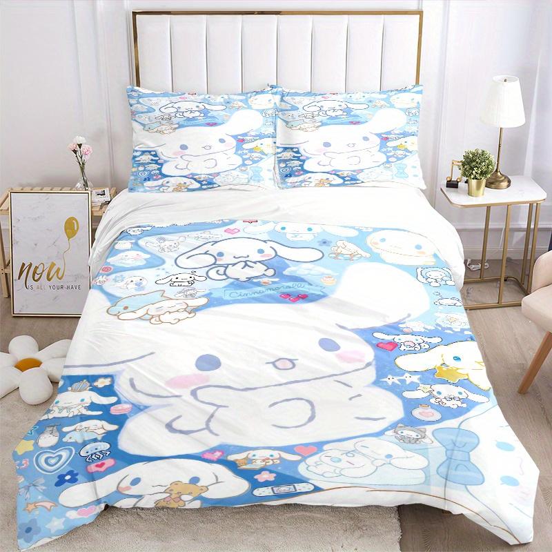 3pcs Cute Cinnamoroll Idea Design Printed Bedding Set, Soft and Comfortable Quilt Cover for Bedroom, Guest Room (1 Duvet Cover + 2 Pillowcas