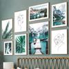 Snow Mountain Forest Green Lake Boat Wall Art Canvas Painting Nordic Posters And Prints Wall Pictures For Living Room Decoration