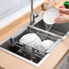 48cm Adjustable Stainless Steel Sink Rack Sink Dish Rack Dish Holder Kitchen Sink Storage Rack Dish Draining Rack Fruits Drainer