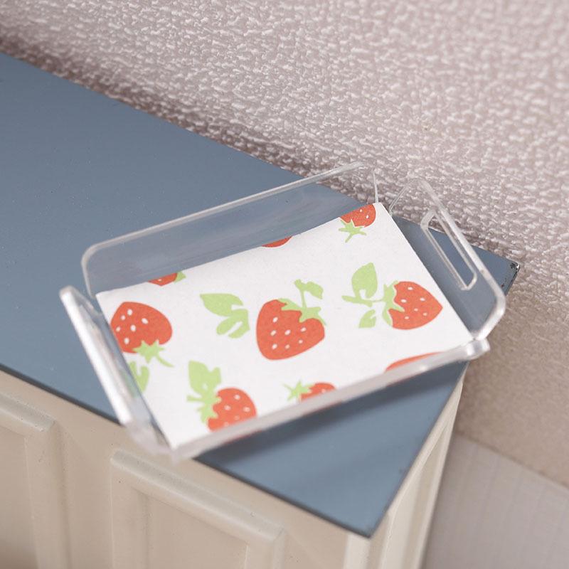 1:12 Миниатюрный кукольный домик Прозрачный полосатый поднос Мини-чайный поднос Фрукты Выпечка Десерт Хранение Поднос Тарелка Модель Декор Игрушки