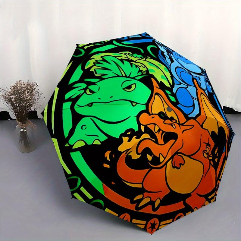 1pc Pokemon Automatic Folding Umbrella, Portable Collapsible Design, 8-Rib Iron Frame, , All-Season Casual Outdoor Accessory for Christmas Birthday Fe