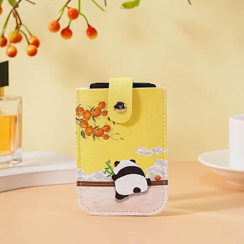 A slim and portable credit card wallet with RFID shielding, multiple card slots, cute panda design, compact and lightweight