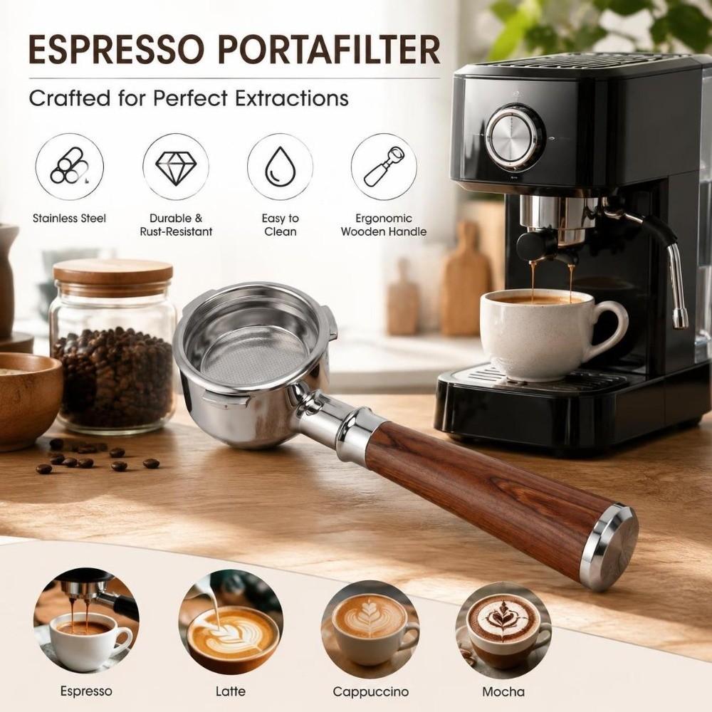 Three Ears Bottomless Coffee Portafilter Coffee Machine Portafilter for Barsetto Espresso Brewing